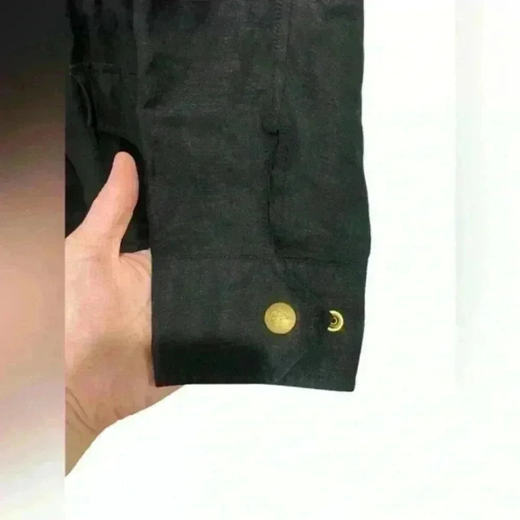 LL Bean Jacket Womens XS Black Chore Coat Linen Rayon Blend Hide Away Hood - Picture 7 of 13